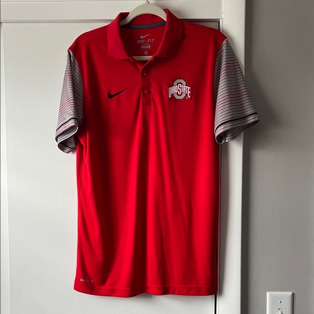 Nike Red and Gray Ohio State Men's Polo